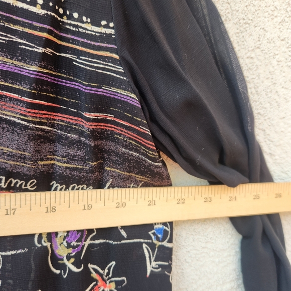 DOROTHY SCHOELEN Platinum Women's Cardigan Medium Black Vintage Script Ballet - Picture 11 of 14